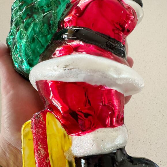 BK Blown Glass Christmas Ornament 1998 Santa with Sack of Gifts 9 inches tall - Picture 6 of 7